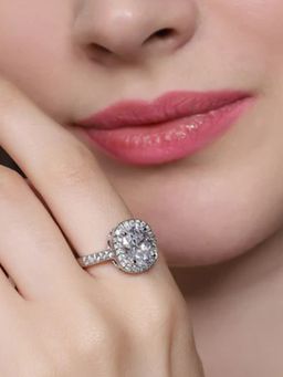 Miss Highness - 925 Sterling Silver Halo Ring for Women Gold