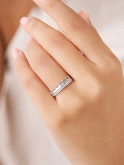 Miss Highness - 925 Sterling Silver Crown Ring for with White Stone for Women