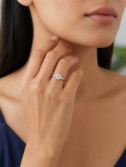 Miss Highness - 925 Sterling Silver Solitaire Ring with White Stone for Women