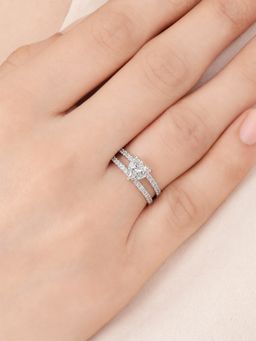 Miss Highness - 925 Sterling Silver Heart Promise Ring with White Stone for Women