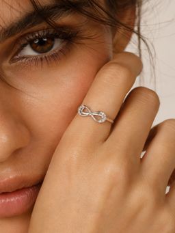 Miss Highness - 925 Sterling Silver Infinity Ring with White Stone for Women
