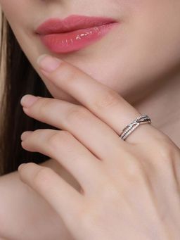 Miss Highness - 925 Sterling Silver Infinity Ring with White Stone for Women