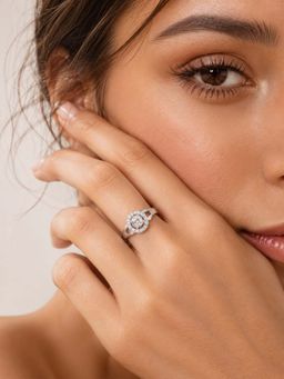 Miss Highness - 925 Sterling Silver Halo Ring for Women Gold