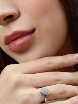 Miss Highness - 925 Sterling Silver Heart Promise Ring with White Stone for Women