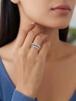 Miss Highness - 925 Sterling Silver Crown Ring for with White Stone for Women