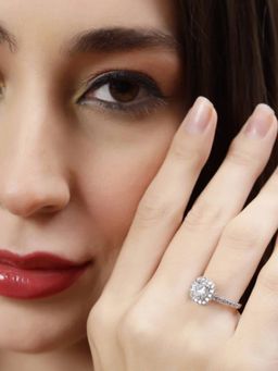 Miss Highness - 925 Sterling Silver Halo Ring for Women Gold