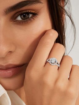 Miss Highness - 925 Sterling Silver Halo Ring for Women Gold
