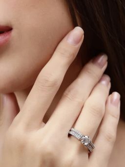 Miss Highness - 925 Sterling Silver Solitaire Ring with White Stone for Women