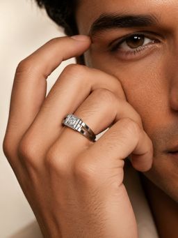 Miss Highness - 925 Sterling Silver Solitaire Ring with White Stone for Men