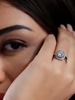 Miss Highness - 925 Sterling Silver Halo Ring for with White Stone for Women