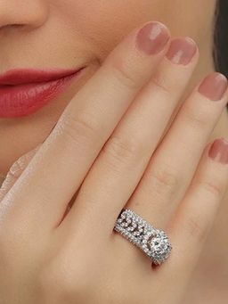 Miss Highness - 925 Sterling Silver Halo Ring for with White Stone for Women
