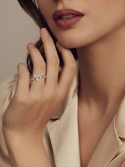 Miss Highness - 925 Sterling Silver Heart Promise Ring with White Stone for Women