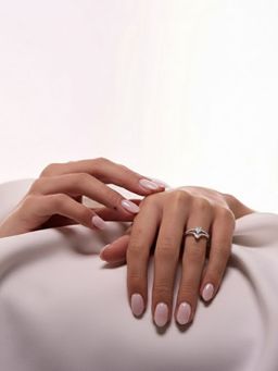 Miss Highness - 925 Sterling Silver Heart Promise Ring with White Stone for Women