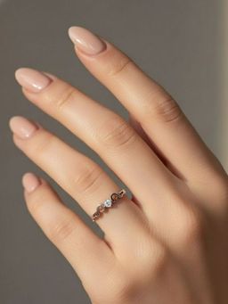 Miss Highness - 925 Sterling Silver Wavy Ring for with White Stone for Women