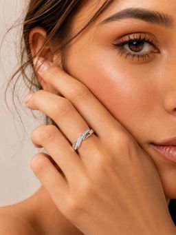 Miss Highness - 925 Sterling Silver Eternity Ring with White Stone for Women