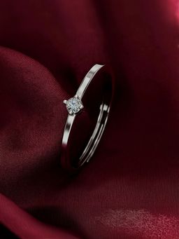 Miss Highness - 925 Sterling Silver Adjustable Ring with White Stone for Women