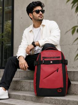Swiss Military - Unisex Brand Logo Contrast Detail Backpack - Red