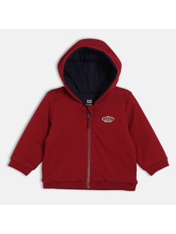 MINI KLUB - Maroon Knit Full Sleeve Solid Hoodie
