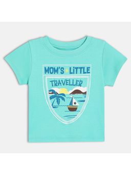 MINI KLUB - Turquoise Knit Short Sleeve Beach Print T-shirt