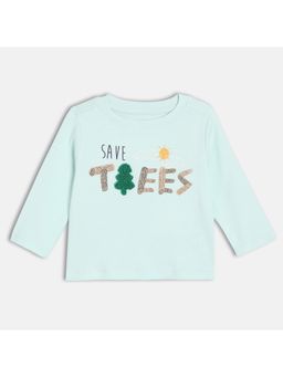 MINI KLUB - Knit Full Sleeve Typography Print Blue T-shirt