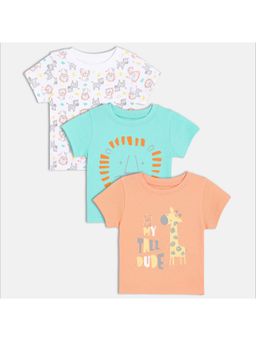 MINI KLUB - Knit Short Sleeve Animal Print Multi Color T-shirt (Pack of 3)