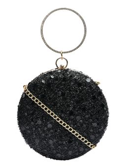 Vdesi - Round Black Sequins Clutch