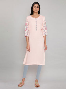 W - Pink Printed Kurta