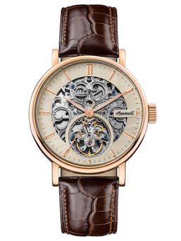 Ingersoll - 1892 The Charles Mens Watch Beige Skeleton Dial & Brown Leather Strap - I05805