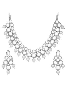 Peora - Silver Plated Kundan and Beads Studded Jewellery Set