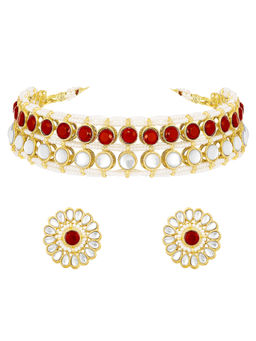 Peora - Gold Plated Kundan Studded Choker Ethnic Jewellery Set