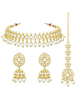 Peora - Gold Plated Kundan Choker Jewellery Set