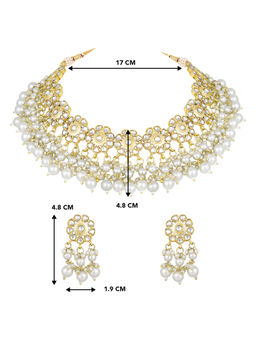 Peora - White Kundan and Beads Studded Choker Jewellery Set