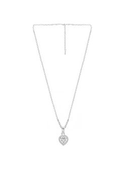 Peora - Silver Plated Crystal Studded Pendant Chain and Stud Earrings Set Jewellery Set