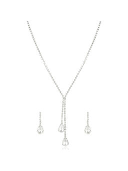 Peora - Silver Plated Crystal Studded Pendant Style Jewellery Set