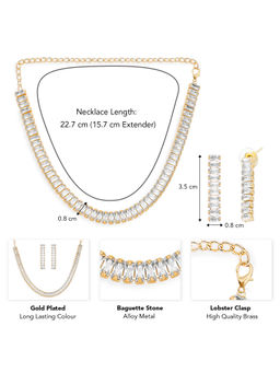 Peora - Gold Plated Baguette Stone Studded Jewellery Set