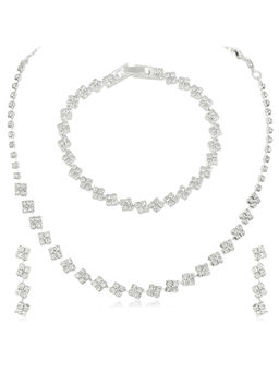 Peora - Silver Plated CZ Studded Jewellery Set