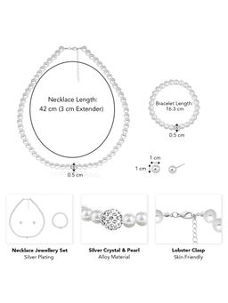 Peora - Silver Plated Pearl Studded Jewellery Set