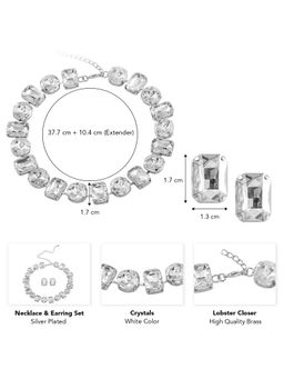 Peora - Silver Plated White Crystal Studded Jewellery Set