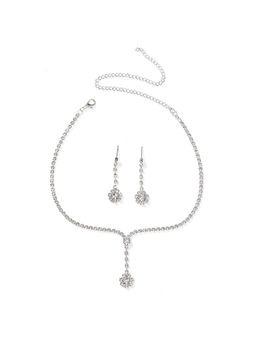 Peora - Silver Plated Crystal Studded Jewellery Set