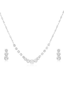 Peora - Silver Plated Crystals Studded Jewellery Set