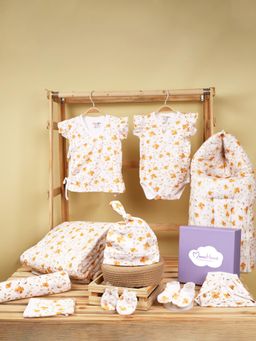 Moms Home - Hospital Kit Organic Cotton Gift Hamper for Newborn Baby Bloom (Set of 9)