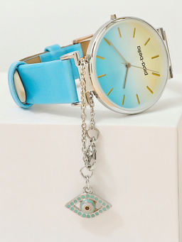 Pipa Bella by Nykaa Fashion - Silver-Plated Sky Blue Evil Eye Watch Charm