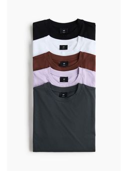 H&M - Men Multi-Color 5-Pack Regular Fit T-Shirts