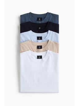 H&M - Men Multi-Color 5-Pack Regular Fit T-Shirts