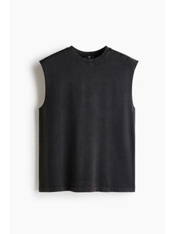 H&M - Men Grey Relaxed Fit Printed Cotton Vest Top