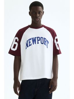 H&M - Men White Relaxed Fit Printed T-Shirt