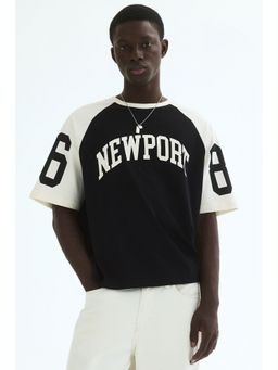 H&M - Men Black Relaxed Fit Printed T-Shirt