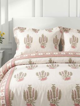 the White Moss - Pure Cotton King Size Bedsheet Set With 2 Pillow Covers