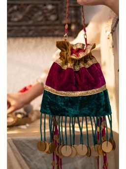 House of Turquoise - Velvet Luxe Potli - Multi-Color