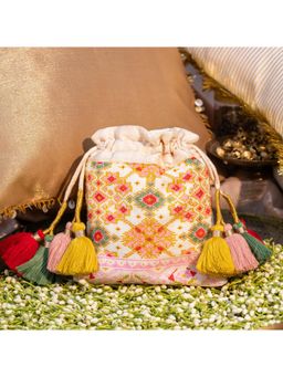 House of Turquoise - Amara Silk Potli White